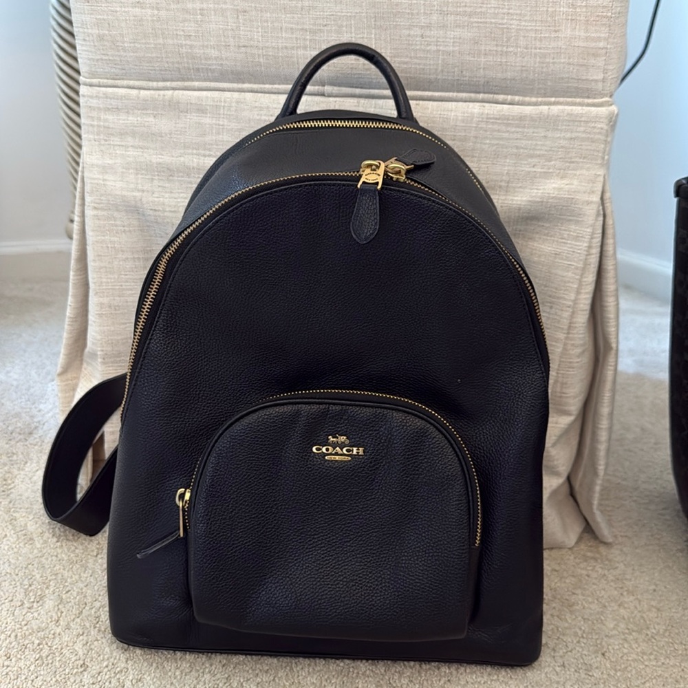 Coach black pebbles leather backpack